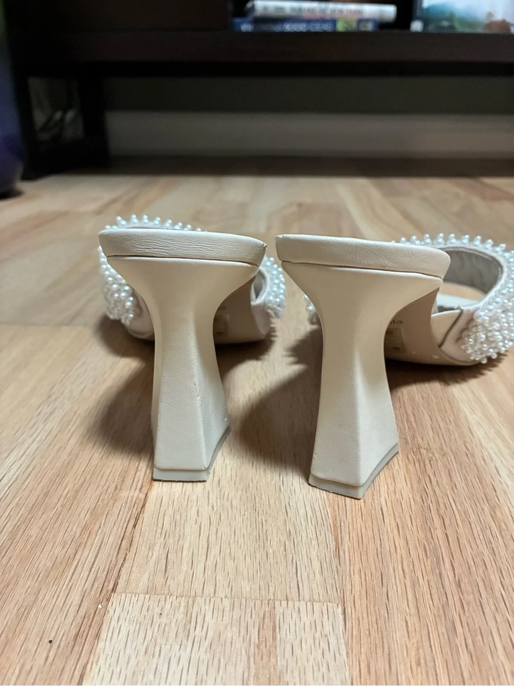 Dolce Vita Ivory Pearl-Embellished Slide Heels